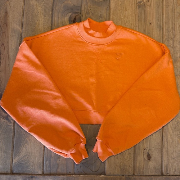 Gymshark Tops - Gymshark Vibrant Orange Cropped Crewneck Sweatshirt